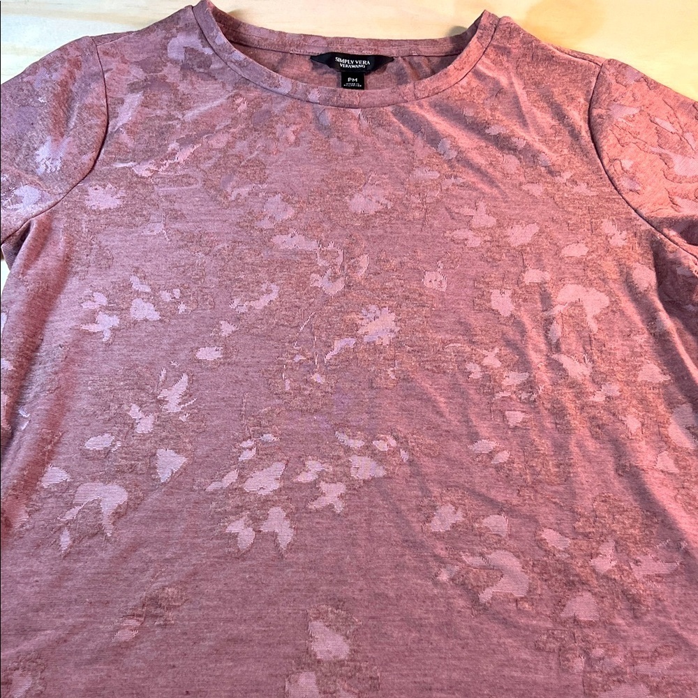 Simply Vera Mauve Texture short SleeveTop Sz. MP